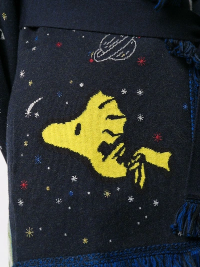Shop Alanui Snoopy Space Out Cashmere Cardigan In Blue