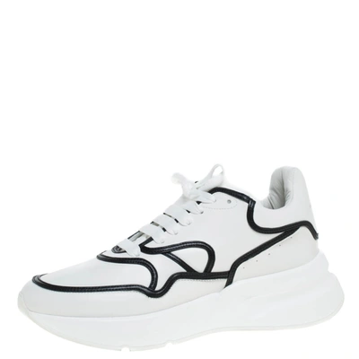 Pre-owned Alexander Mcqueen White/black Trim Leather Oversized Runner Low Top Sneakers Size 44