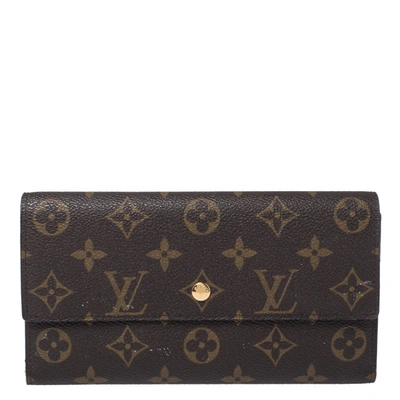 Pre-owned Louis Vuitton Monogram Canvas Sarah Continental Wallet In Brown