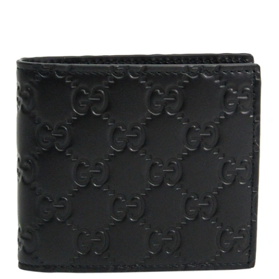Pre-owned Gucci Ssima Leather Bi Fold Wallet In Black