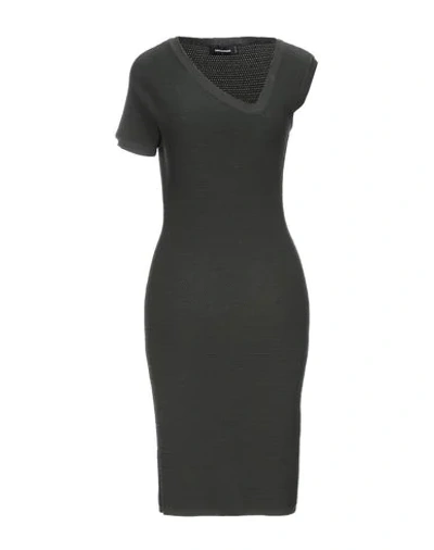 Shop Dsquared2 Woman Mini Dress Dark Green Size M Silk, Cotton, Polyamide, Elastane