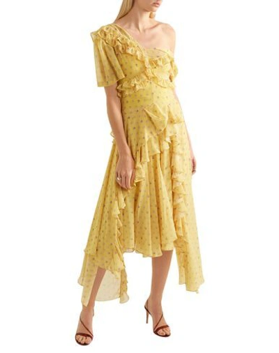 Shop Preen By Thornton Bregazzi Woman Midi Dress Yellow Size L Polyester