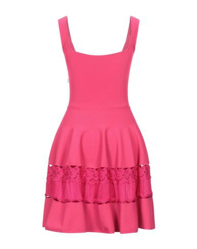 Shop Alexander Mcqueen Woman Mini Dress Fuchsia Size L Viscose, Polyester, Polyamide In Pink