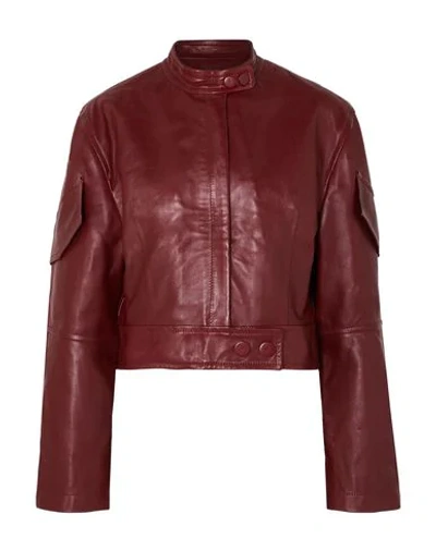 Shop Petar Petrov Woman Jacket Burgundy Size 12 Lambskin In Red