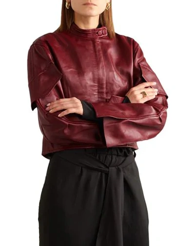 Shop Petar Petrov Woman Jacket Burgundy Size 12 Lambskin In Red