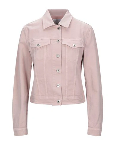Shop Dondup Woman Denim Outerwear Pastel Pink Size L Cotton, Elastane