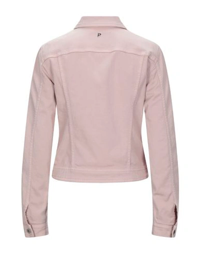 Shop Dondup Woman Denim Outerwear Pastel Pink Size L Cotton, Elastane