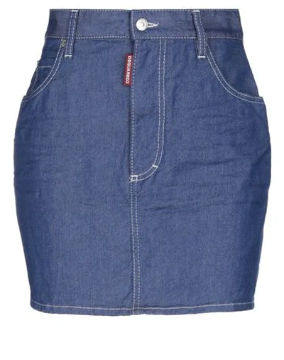 Shop Dsquared2 Woman Denim Skirt Bright Blue Size 6 Cotton, Elastane
