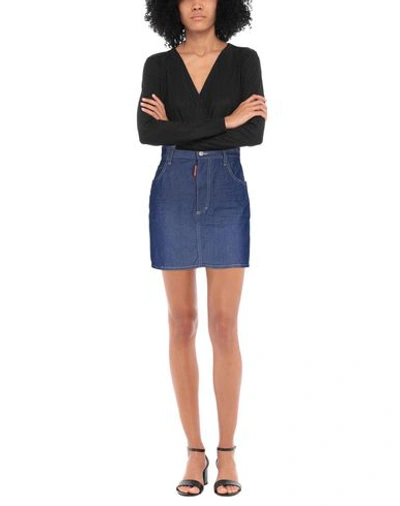 Shop Dsquared2 Woman Denim Skirt Bright Blue Size 6 Cotton, Elastane