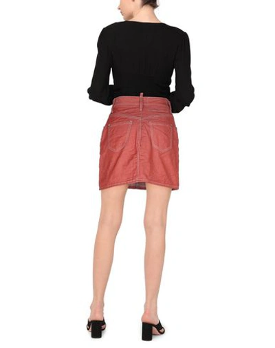 Shop Dsquared2 Woman Denim Skirt Rust Size 2 Cotton, Elastane In Red