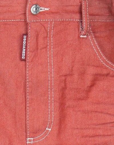 Shop Dsquared2 Woman Denim Skirt Rust Size 2 Cotton, Elastane In Red