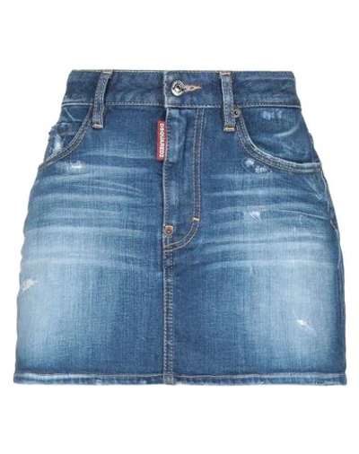 Dsquared2 Faded Distressed Denim Skirt In Blue