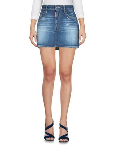 Dsquared2 Faded Distressed Denim Skirt In Blue