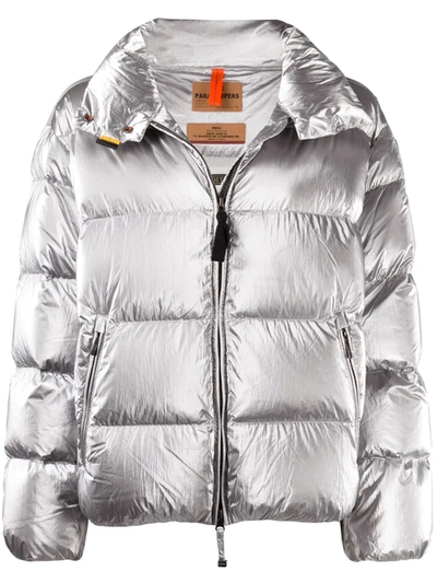 Shop Parajumpers Pia Down Jacket In Silver