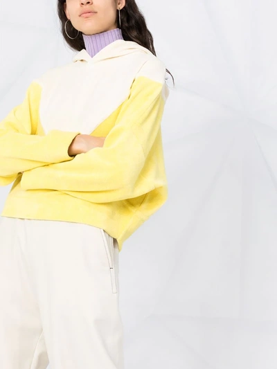 Shop Courrèges Bi-colour Hooded Towelling Sweatshirt In Yellow