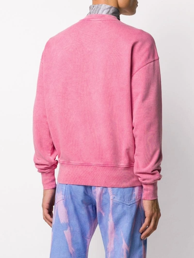 Shop Msgm Micro Logo Cotton Sweatshirt In Pink