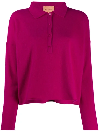 Shop Andamane Knitted Polo-collar Jumper In Pink