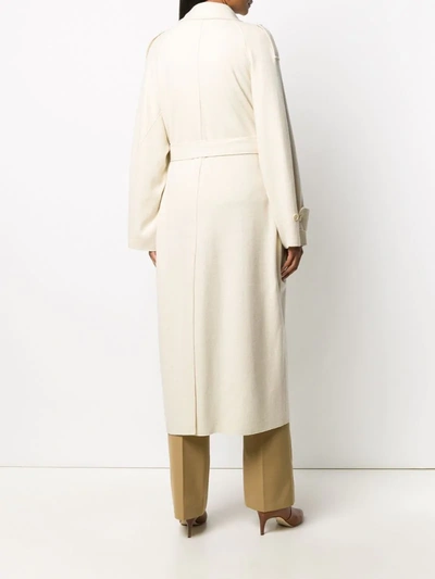 Shop Barena Venezia Single-breasted Belted Coat In White