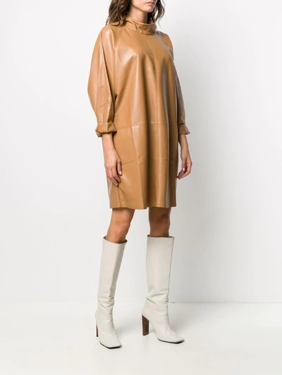 Shop Aeron Faux Leather Dress In Brown