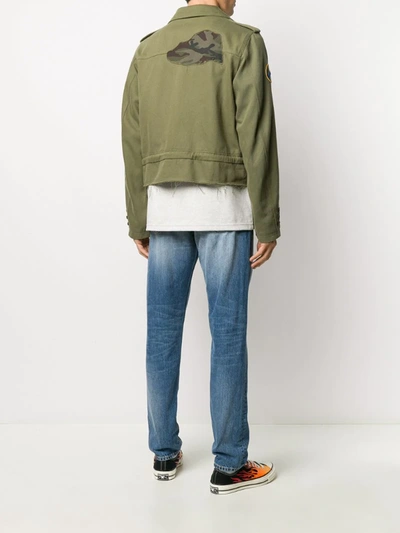 Shop Ader Error Raw-edge Military Jacket In Green