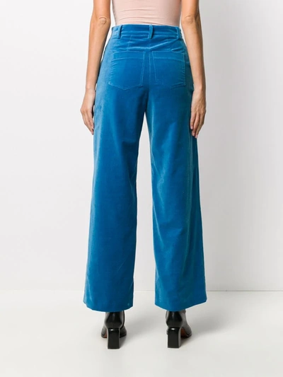 Shop Alysi Velvet Flared Trousers In Blue