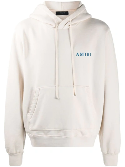 Shop Amiri Logo-print Hoodie In Neutrals