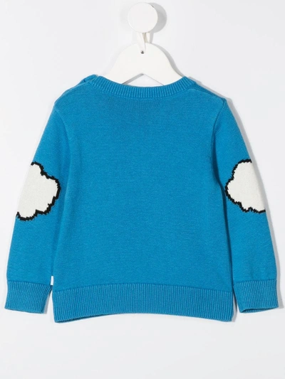Shop Stella Mccartney Weather-intarsia Knitted Jumper In Blue