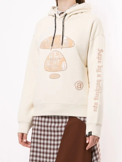 Shop Aape By A Bathing Ape Camo Ape Patch Hoodie In Neutrals