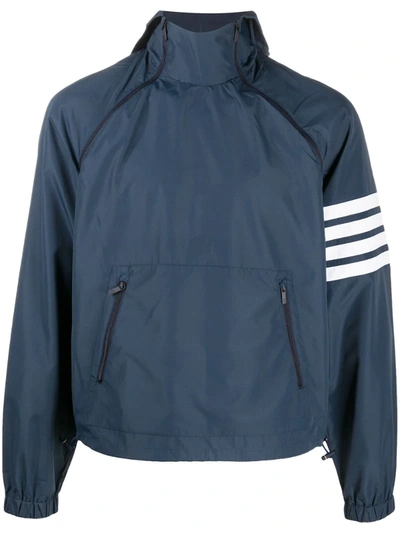 Shop Thom Browne 4-bar Windbreaker Jacket In Blue