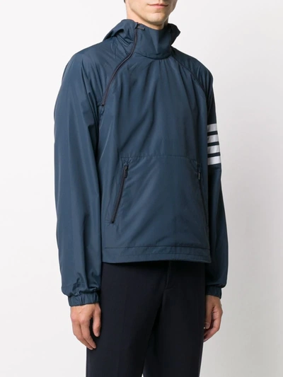 Shop Thom Browne 4-bar Windbreaker Jacket In Blue