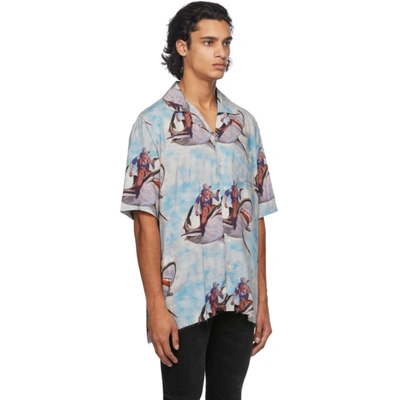 Shop Rhude Blue Shark Hawaiian Short Sleeve Shirt In Blue Multi