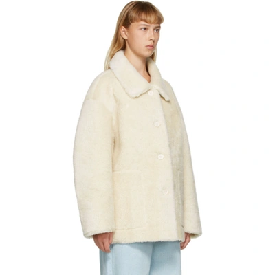 Shop Amomento Off-white Faux-fur Oversized Jacket In Cream