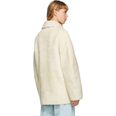 Shop Amomento Off-white Faux-fur Oversized Jacket In Cream