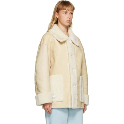 Shop Amomento Off-white Faux-fur Oversized Jacket In Cream