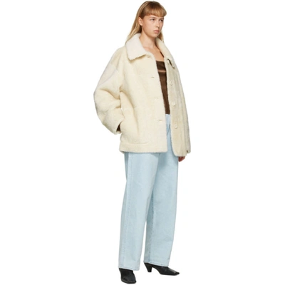 Shop Amomento Off-white Faux-fur Oversized Jacket In Cream