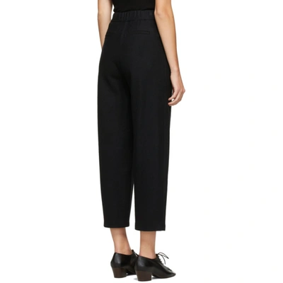 Shop Amomento Black Felted Wool Curved Trousers