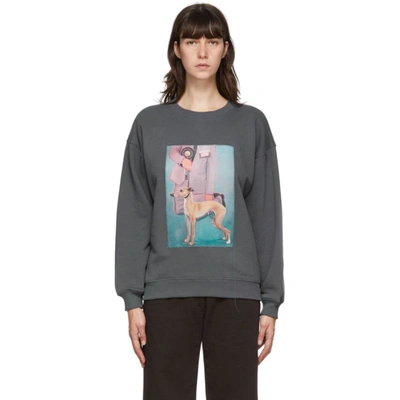 Shop Acne Studios Grey Dog Patch Sweatshirt In Slate Grey