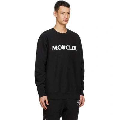 Shop Moncler Genius 2 Moncler 1952 Black Undefeated Edition Fleece Logo Sweatshirt In 999 Black