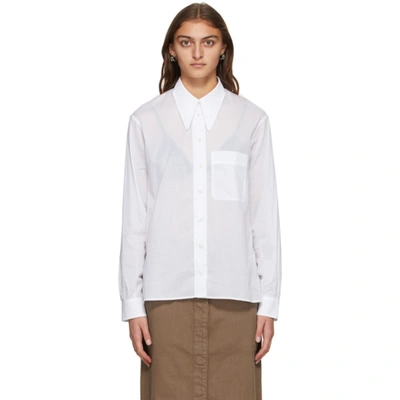 Shop Lemaire White Pointed Collar Shirt In 000 White