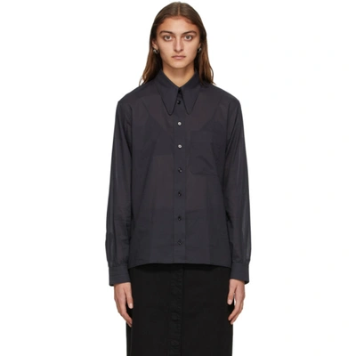 Shop Lemaire Navy Pointed Collar Shirt In 999 Black