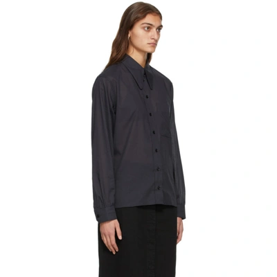 Shop Lemaire Navy Pointed Collar Shirt In 999 Black