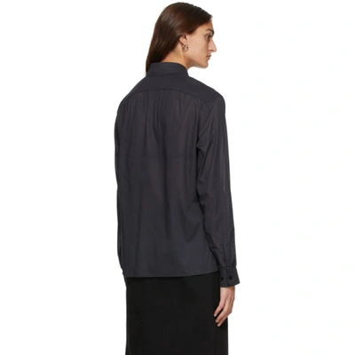 Shop Lemaire Navy Pointed Collar Shirt In 999 Black