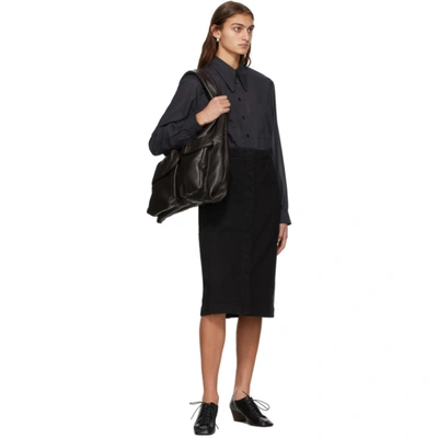 Shop Lemaire Navy Pointed Collar Shirt In 999 Black