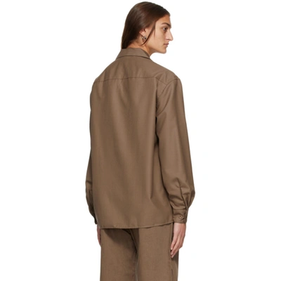 Shop Lemaire Brown Convertible Collar Shirt In 409 Cub Bro