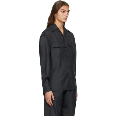 Shop Lemaire Grey Convertible Collar Shirt In 966 Anthrac