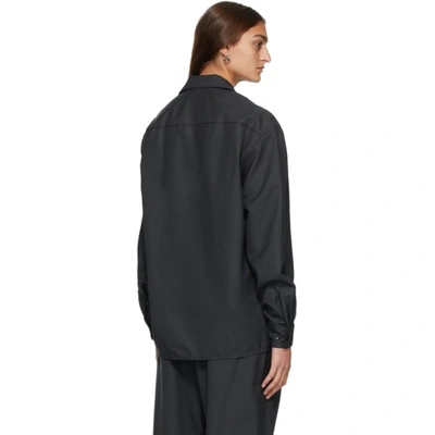 Shop Lemaire Grey Convertible Collar Shirt In 966 Anthrac