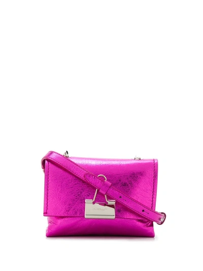 Shop Off-white Binder Clip Metallic Bag In Pink