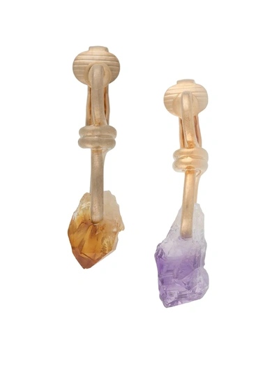 Shop Dsquared2 Precious Stone Earrings In Gold