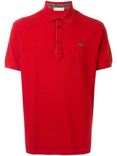 Shop Etro Logo Embroidered Polo Shirt In Red