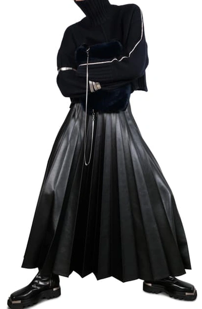 Shop Peter Do Pleated Faux Leather Maxi Skirt In Black